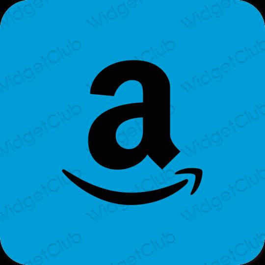 Estetik biru neon Amazon ikon aplikasi
