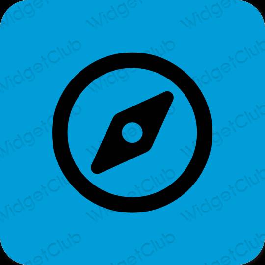 Estético azul neón Safari iconos de aplicaciones