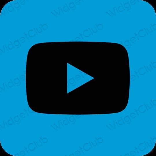 Æstetisk neon blå Youtube app ikoner