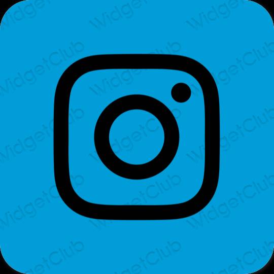 جمالي النيون الأزرق Instagram أيقونات التطبيق
