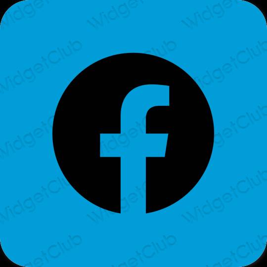 Estetski neon plava Facebook ikone aplikacija