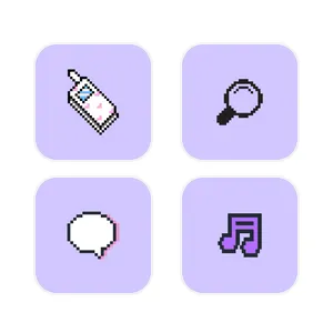pixel art × retro × purple ชุดไอคอนแอป[rDcYKVcYNPB7rJk2HhB9]