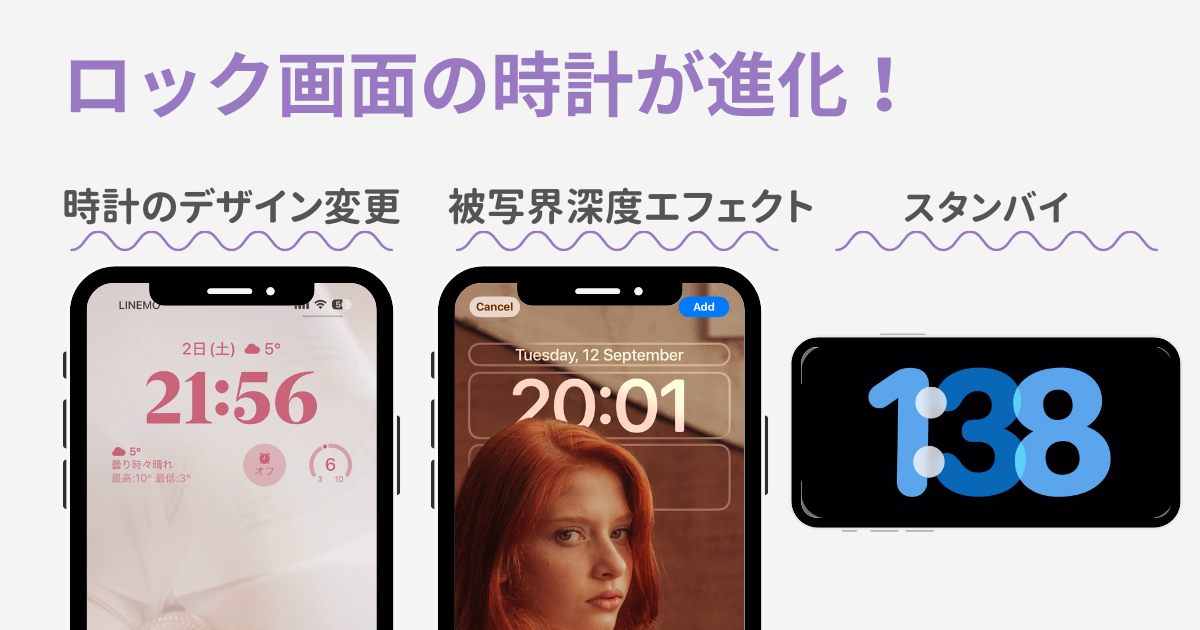 【iOS17】ロック画面の時計のフォントやカラーを変更する方法の画像1枚目