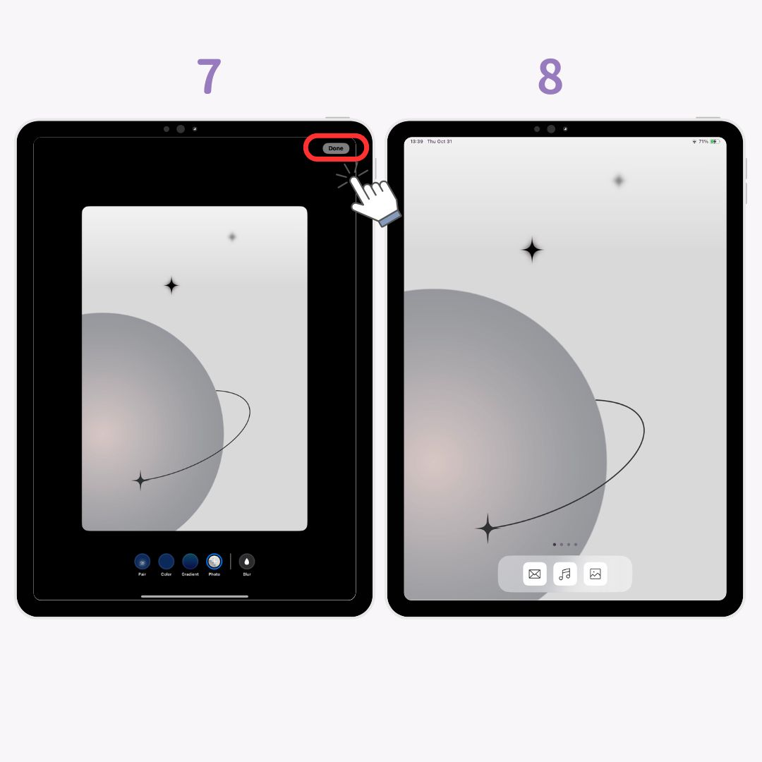 Image n°1 de l'iPad : Comment modifier l'arrière-plan de l'écran de verrouillage et de l'écran d'accueil