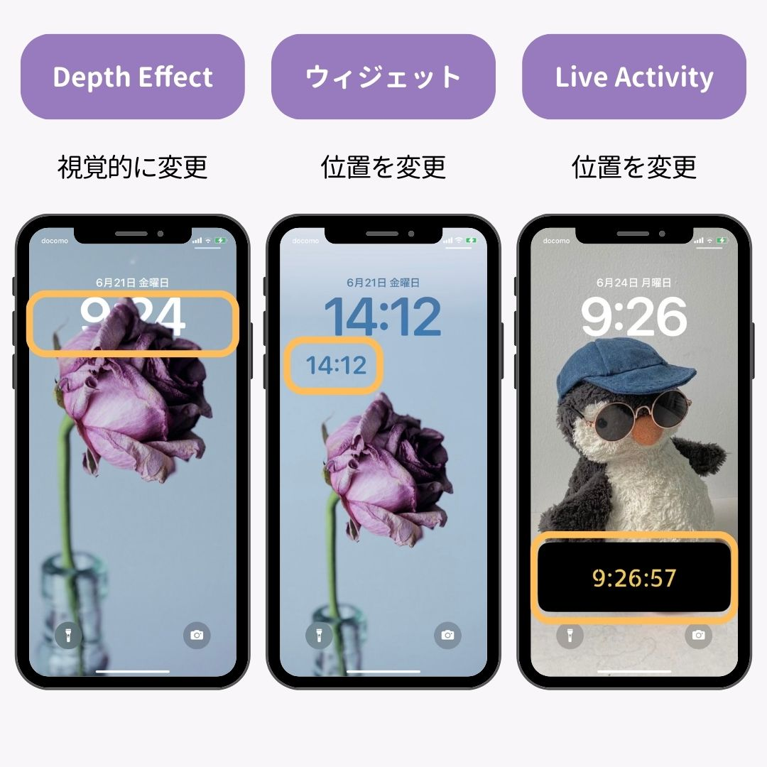 iPhoneロック画面の時計の位置を変更する裏技！の画像1枚目