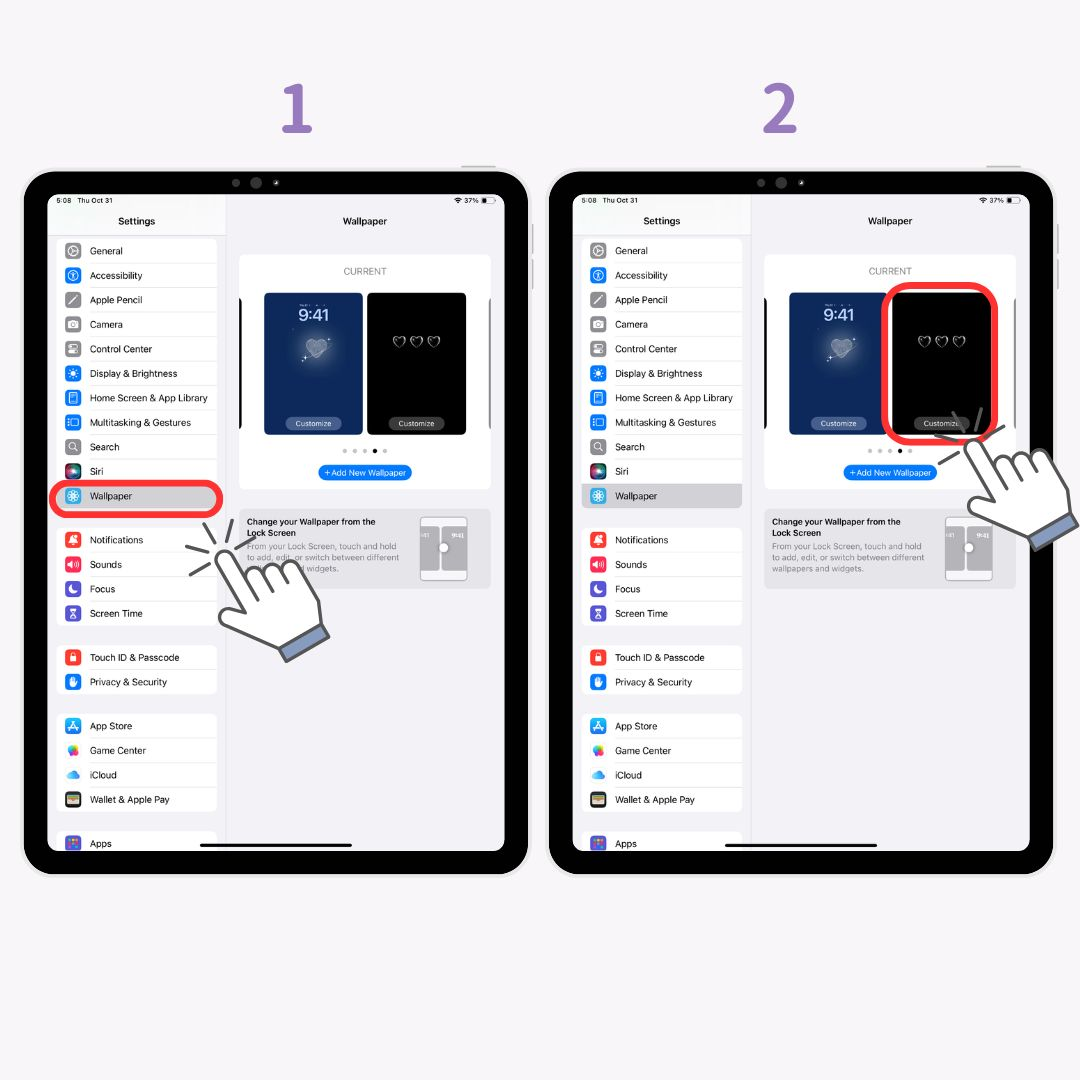 Image n°1 de l'iPad : Comment modifier l'arrière-plan de l'écran de verrouillage et de l'écran d'accueil