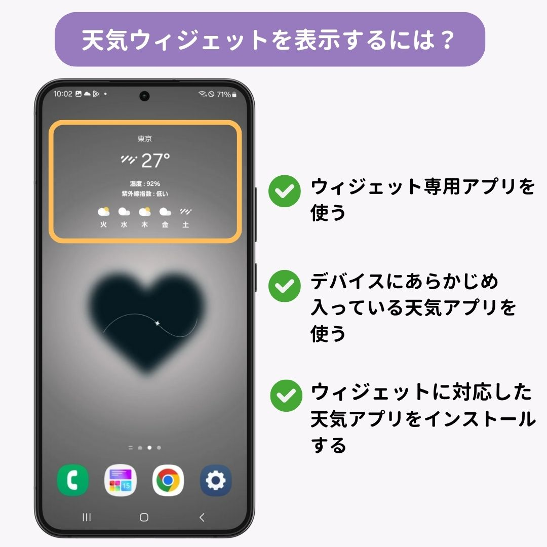 Androidスマホに天気ウィジェットを追加する方法！の画像1枚目