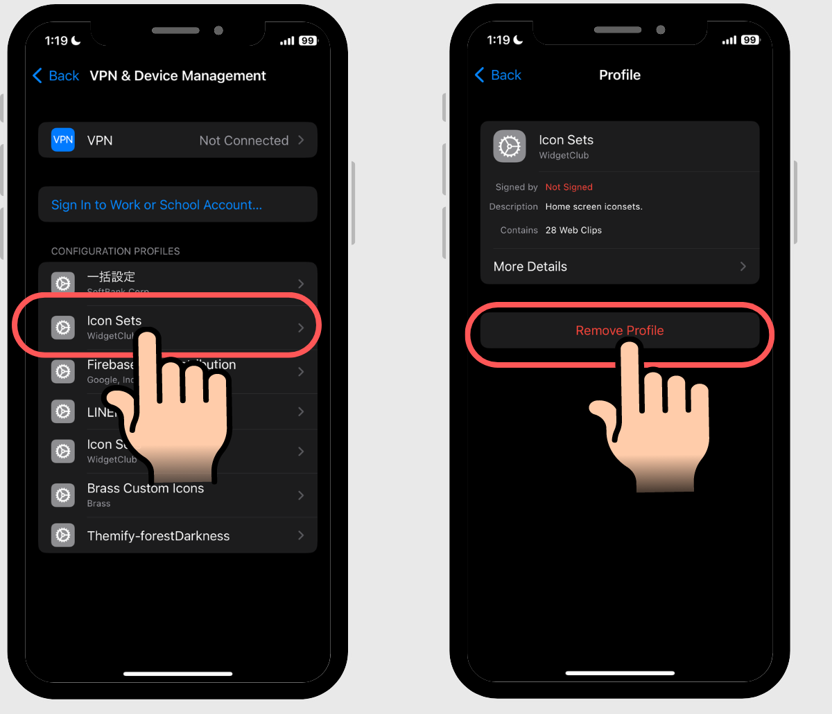 Image n ° 7 de la procédure de restauration des icônes d'application par défaut d'origine