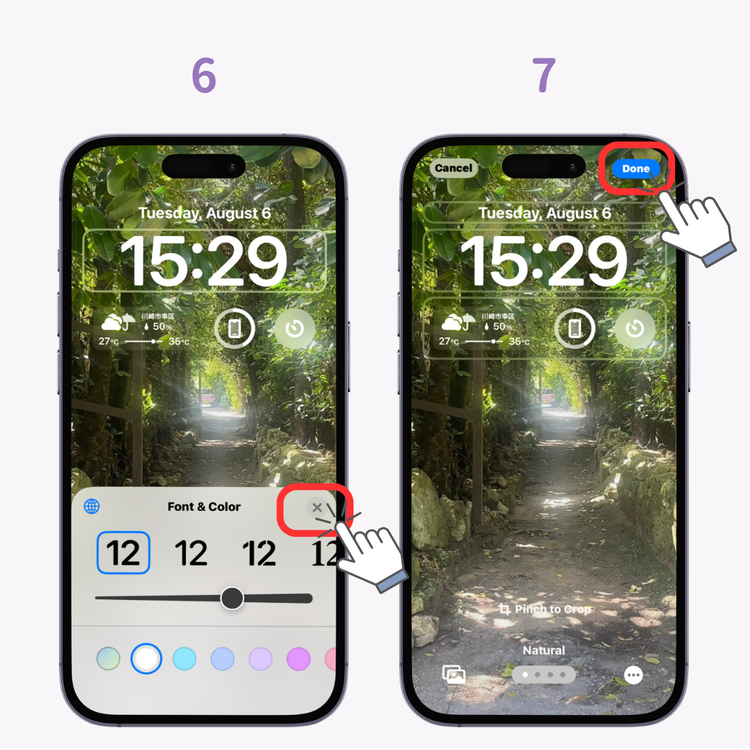 #5 pilt läbipaistva kella parandamisest iPhone'i lukustuskuval