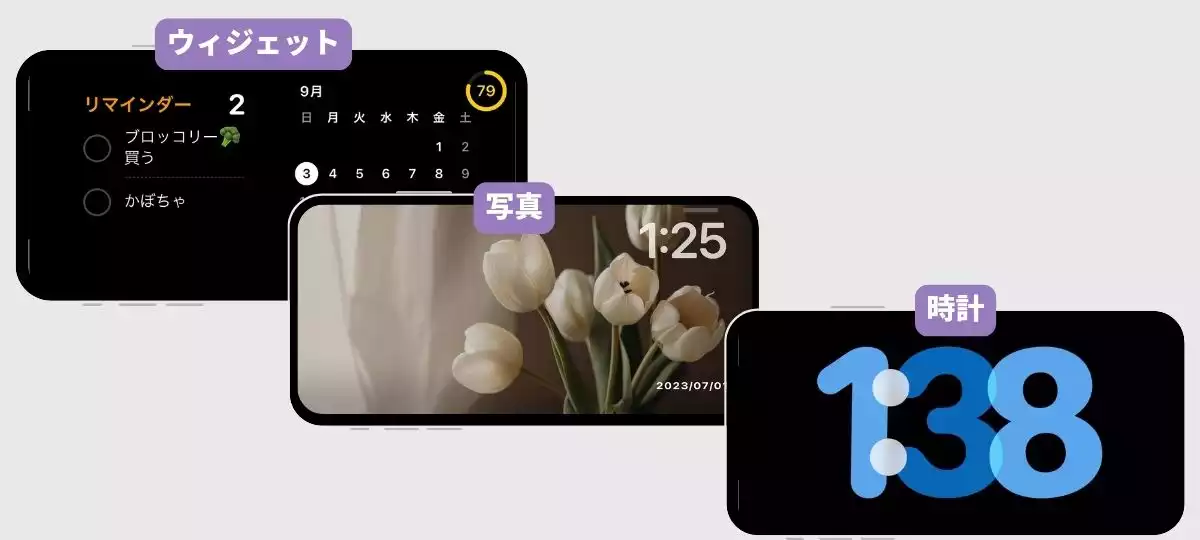 【iOS17】ロック画面の時計のフォントやカラーを変更する方法の画像8枚目