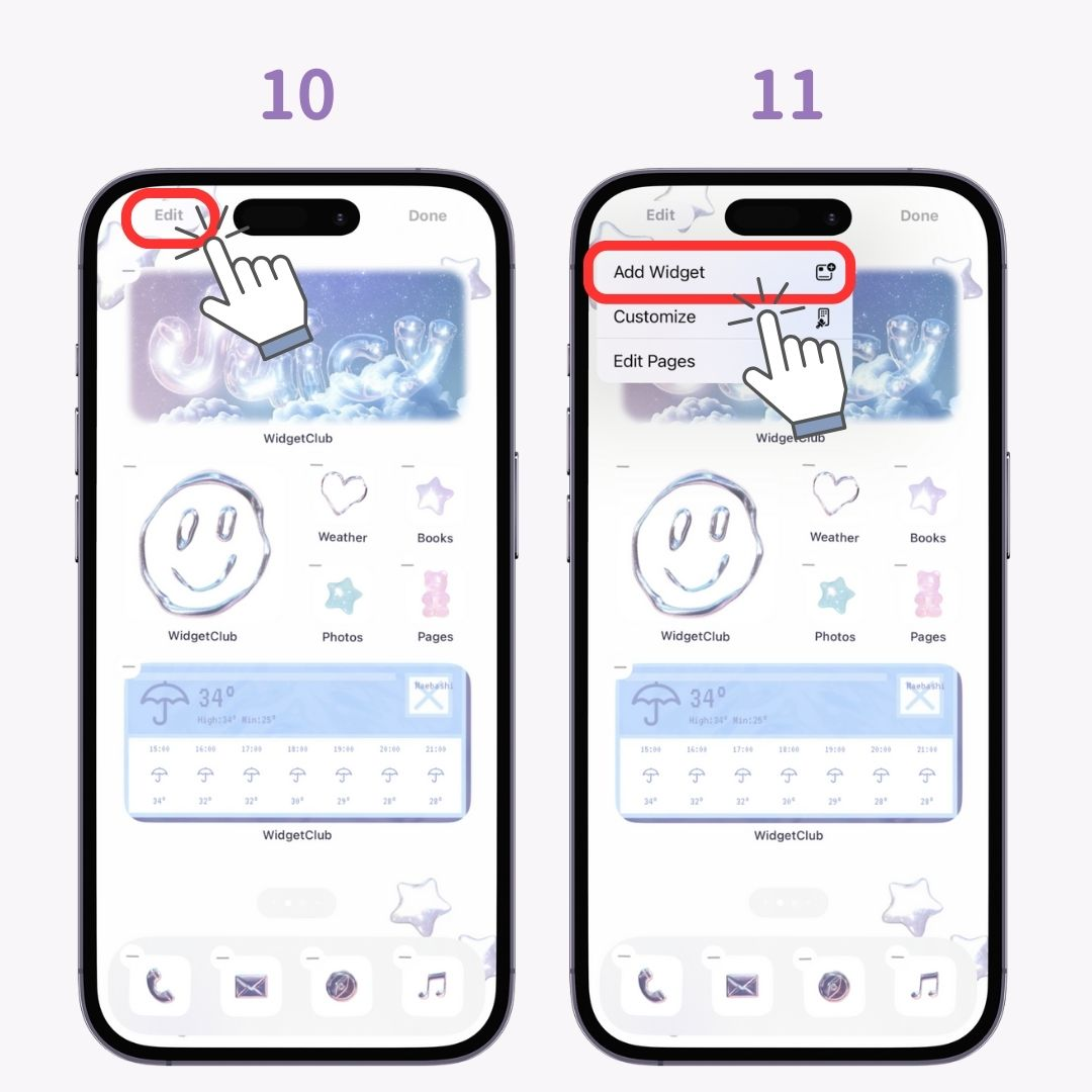 iPhone əsas ekranına Widget əlavə etmək üçün №1 şəkil