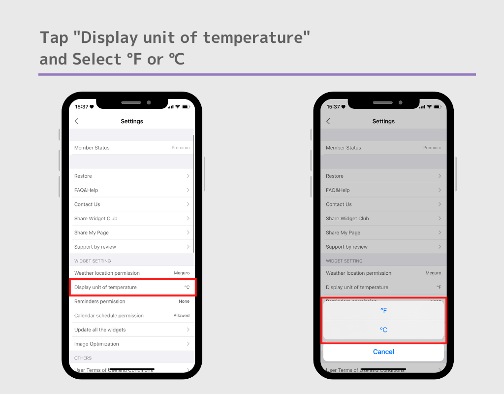 #1 image of [iOS]How to switch weather unit 