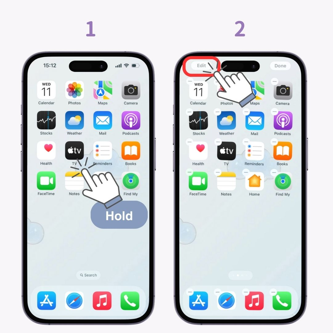 iPhone əsas ekranına Widget əlavə etmək üçün №1 şəkil