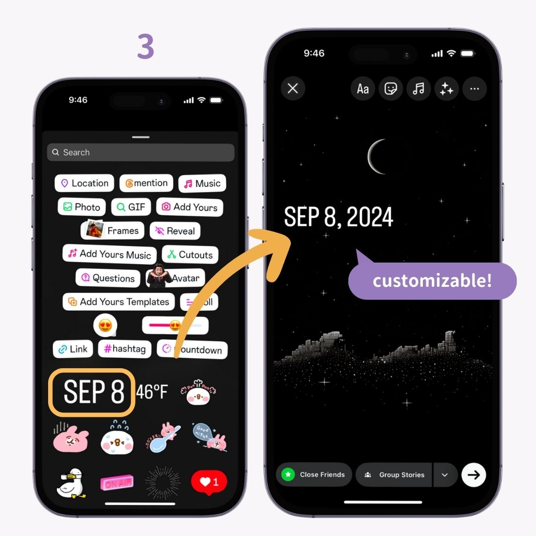 #1 รูปภาพของวิธีเพิ่มวันที่มีสไตล์ลงใน Instagram Story