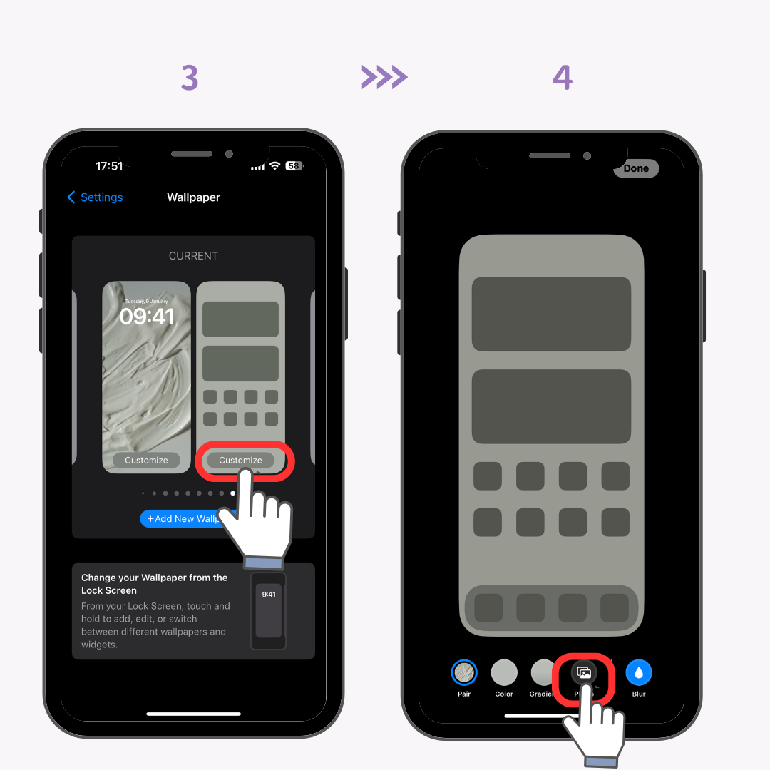 #2 სურათი, თუ როგორ დავაყენოთ სხვადასხვა ფონები iPhone-ის მთავარ და დაბლოკვის ეკრანებზე